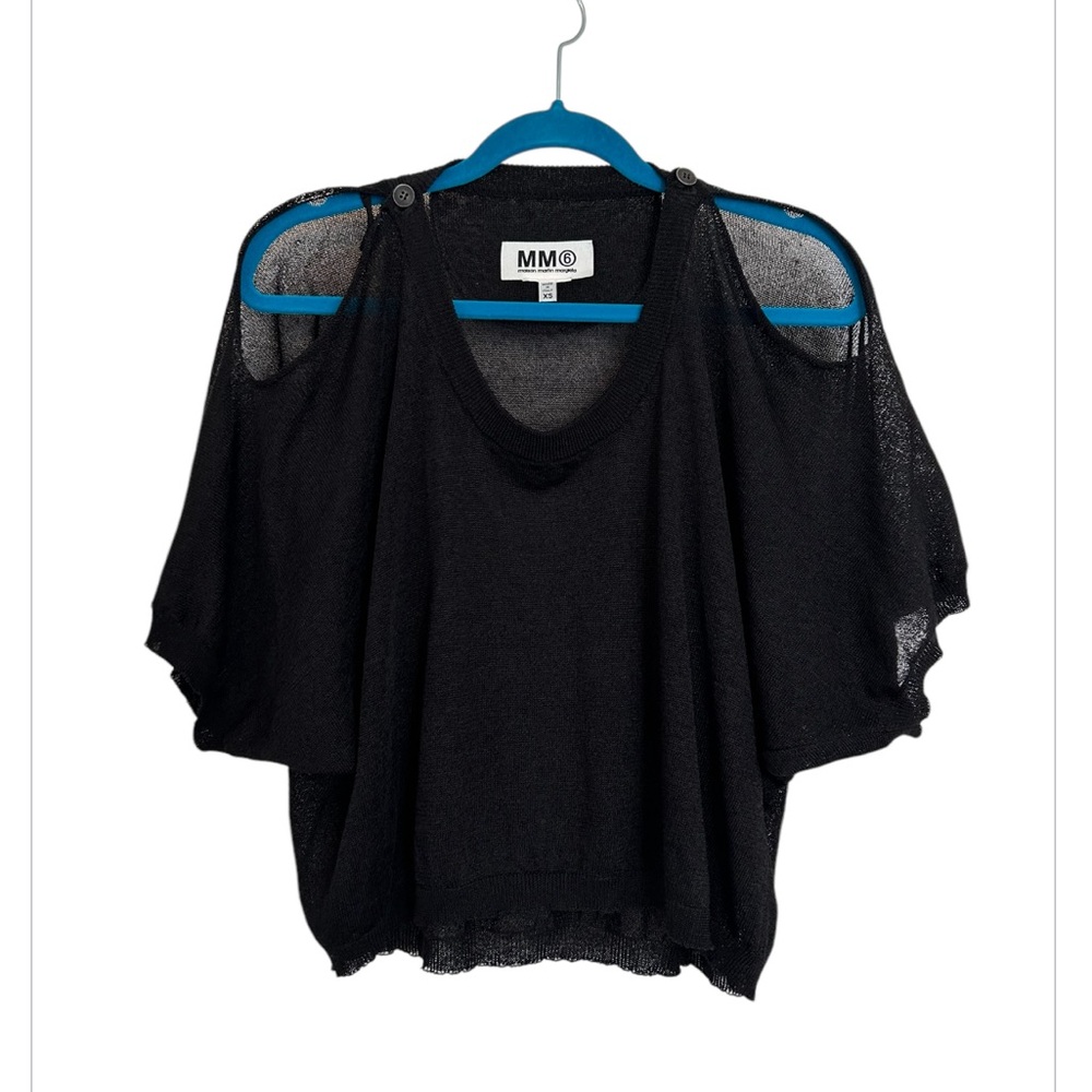 MM6 Maison Martin Margiela Rare Boutique Black Open Shoulder Top Sz XS